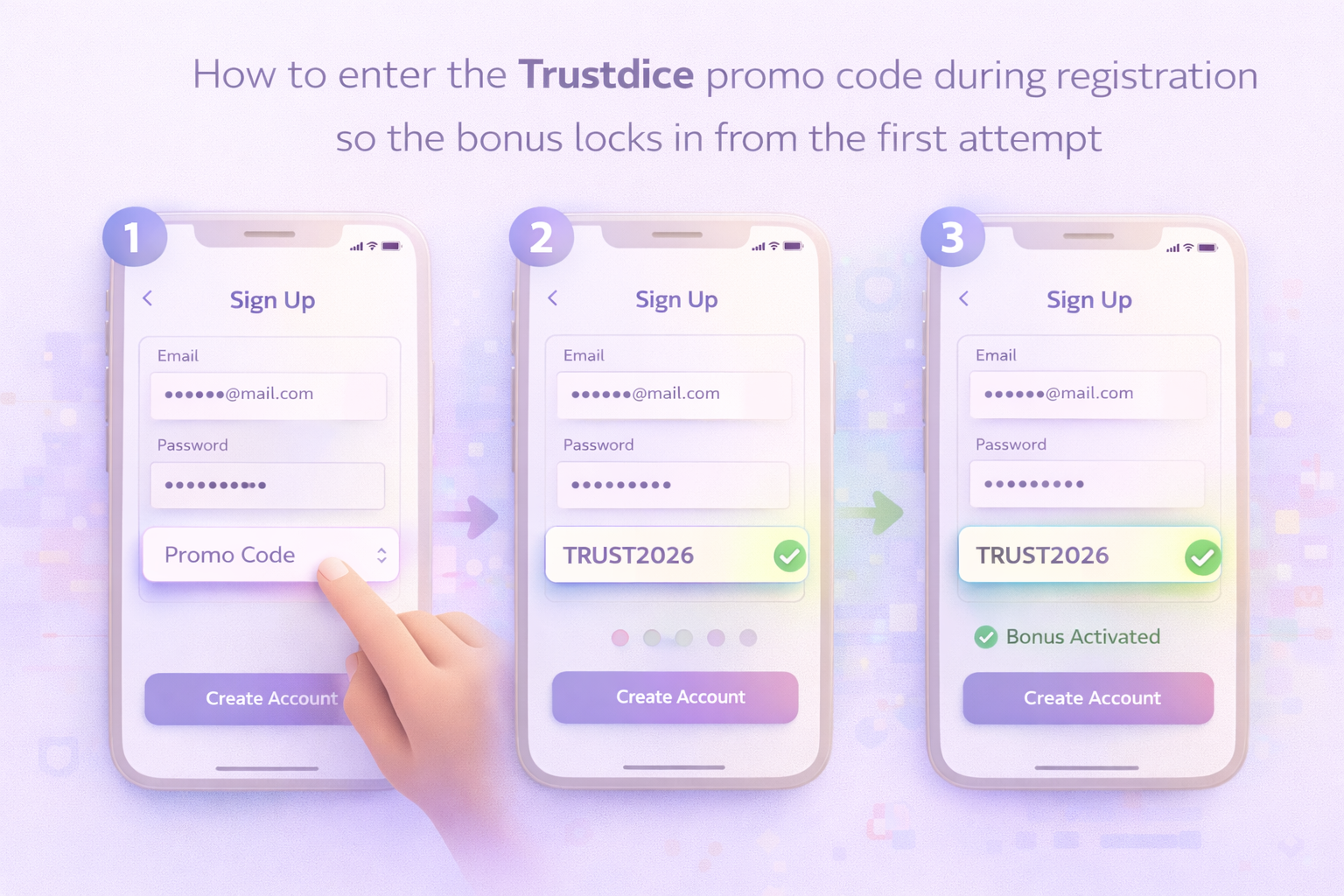 Промокод Trustdice при регистрации — куда вводить код чтобы бонус применился сразу